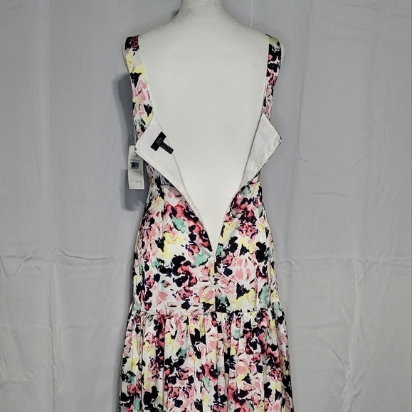Aiden Mattox Women's NWT Satin Pleated Floral Sleeveless Midi Dress Size 2 - Picture 12 of 16